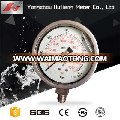 Stainless Steel Oil Filled Manometer Panel Mounting Hydraulic Pump Pressure Gauge