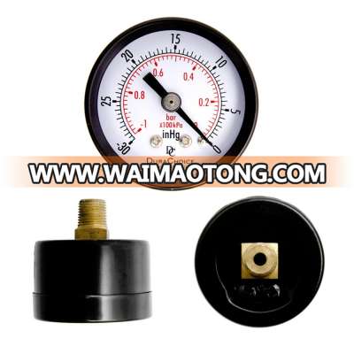 Hot Sale 1-1/2" Dry Utility Vacuum Pressure Gauge Steel 1/8" Center Back Mounting -30HG/0PSI