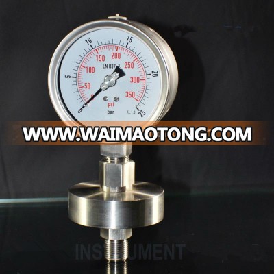 0-350psi Threaded Diaphragm Seal PN100 Pressure Gauge Welded body