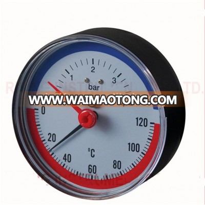 For Boiler and Heating Industry 80mm Thermo-manometers Lower or Back Connection Temperature Pressure Gauge