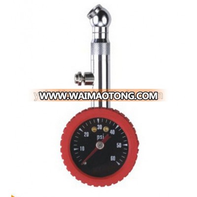 0-60psi Mini Dial Type Straight Chuck 360 Degree Angled Car Pressure Gauge