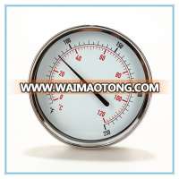 Dual Scale 0-120 Celsius Dial size 4 inch Bimetal Thermometer Back Connection