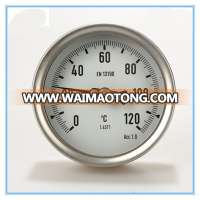 Back Connection Bimetal Thermometer 120 Degree Temperature Gauge