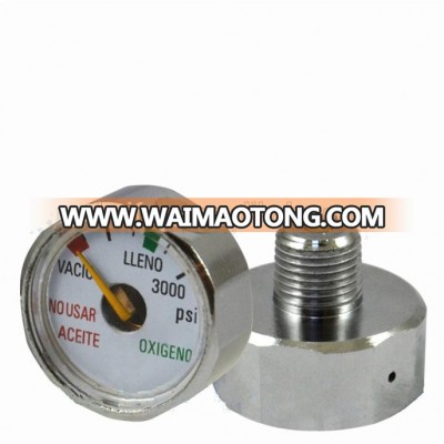 23mm Oxygen Paintball 0-3000psi Mini Tank Back Connection Pressure Gauge