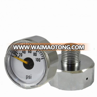 23mm 1/8" NPT 0-100psi Mini Tank Back Connection Pressure Gauge