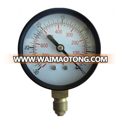 Customized -30-0inHg/mmHg Vacuum Compond Bottom Connection Black Steel Case Brass Movement 60mm Pressure Gauge