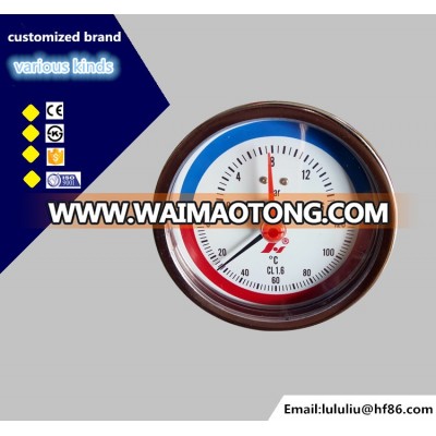 80mm 1/2 boiler portable temperature pressure gauge