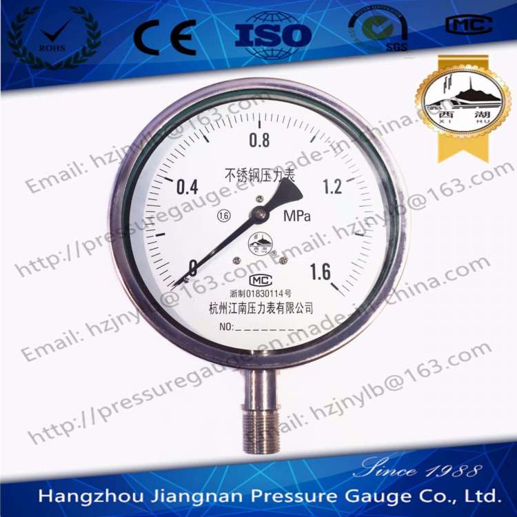 150mm 6′′ Pressure Indicator Full Stainless Steel Pressure Gauge From Verified China Manufacturer